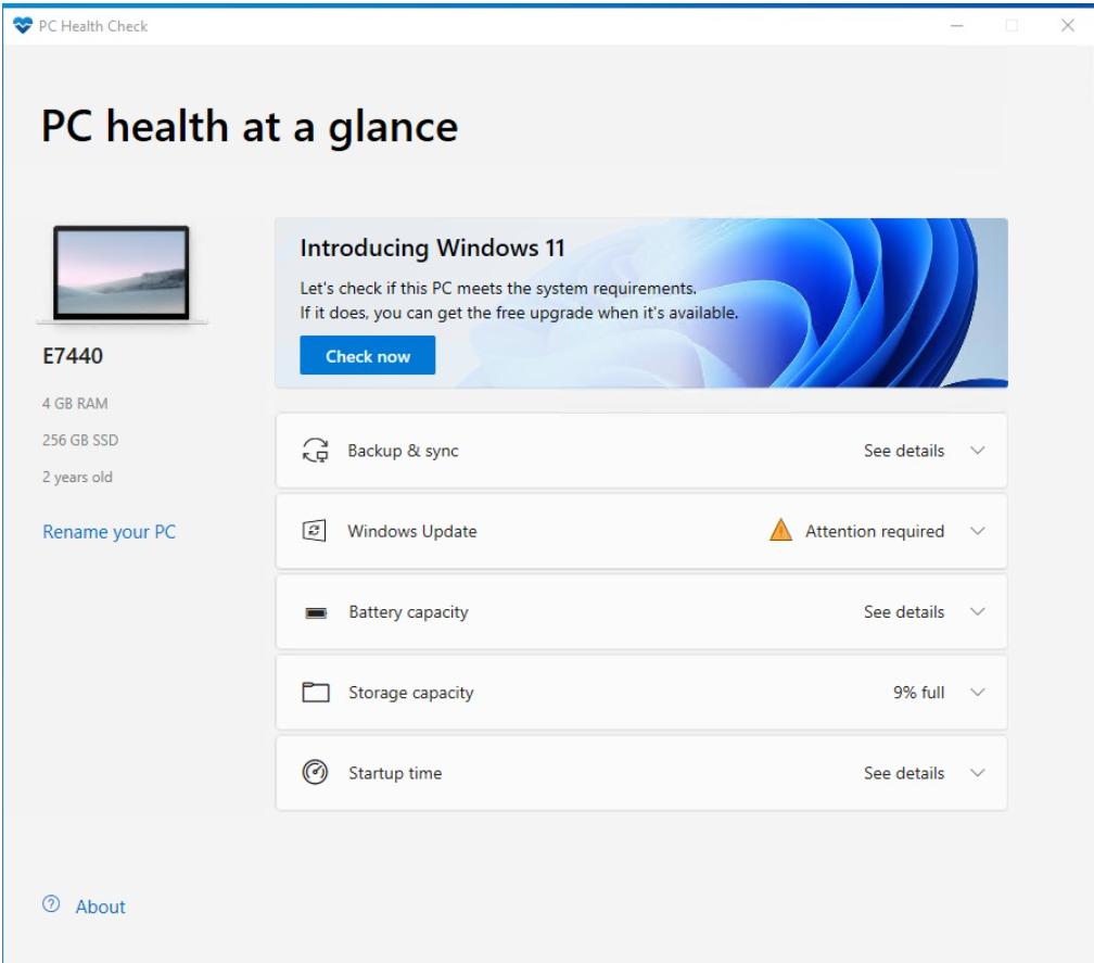 PC health check app
