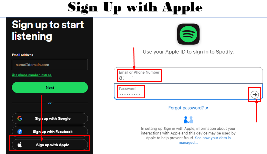 Use Apple ID to sign up spotify