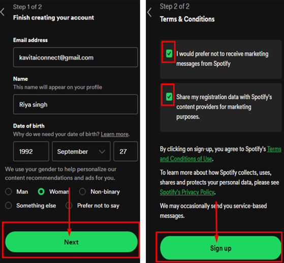 Use Apple ID to sign up Spotify