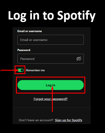 log in to Spotify