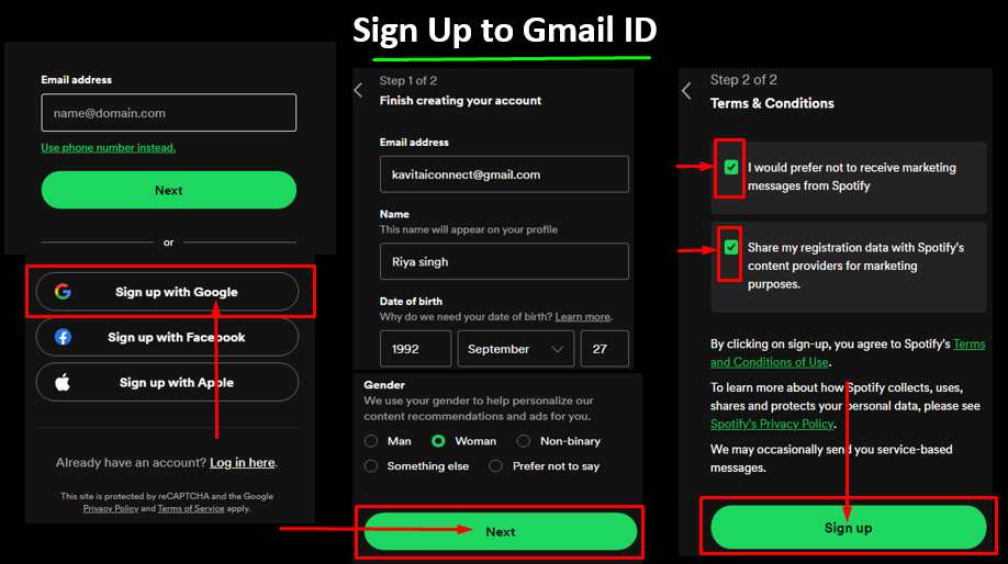 sign up to Gmail account